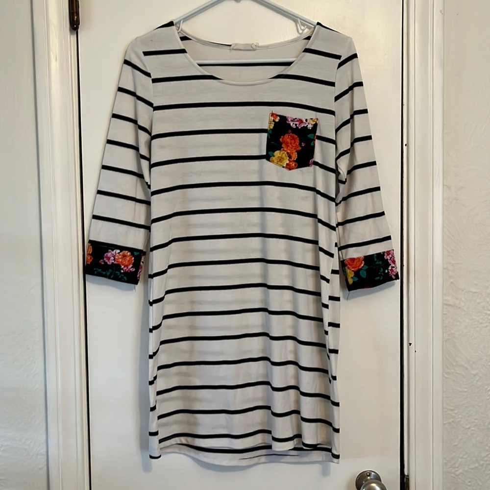 Three quarter length sleeve knit dress